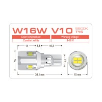 Led лампи AMS EXTREME W16W V10 T15 5500K Canbus